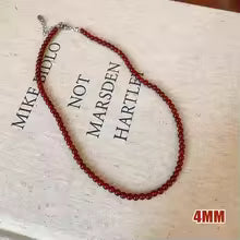 Vintage Red Beaded Necklaces for Women Glass Beads