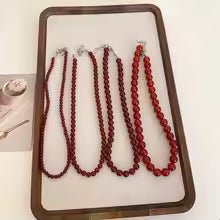 Vintage Red Beaded Necklaces for Women Glass Beads